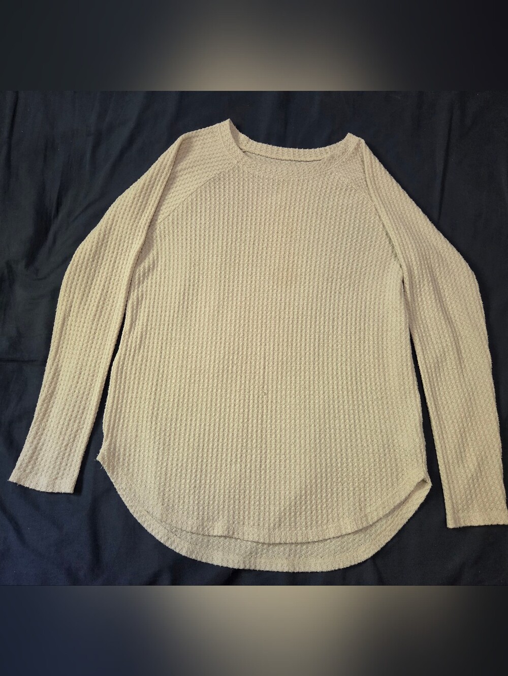 American Eagle Outfitters Cream Waffle Knit Scoop-Neck Sweater